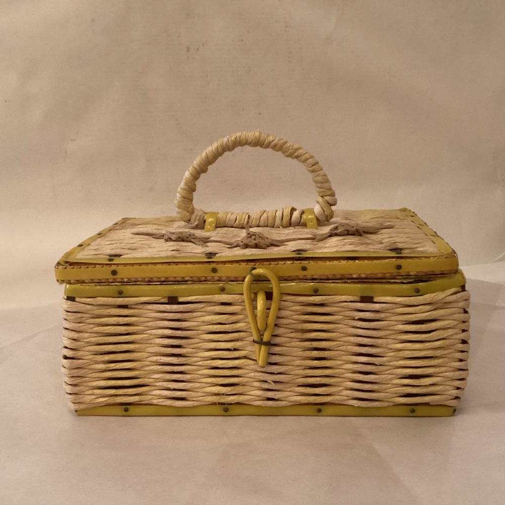 Vintage Sewing Basket woven made in Japan